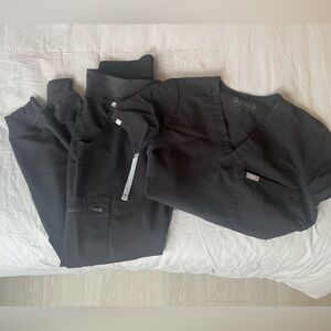 Figs Set Black Scrubs - Top and Bottom